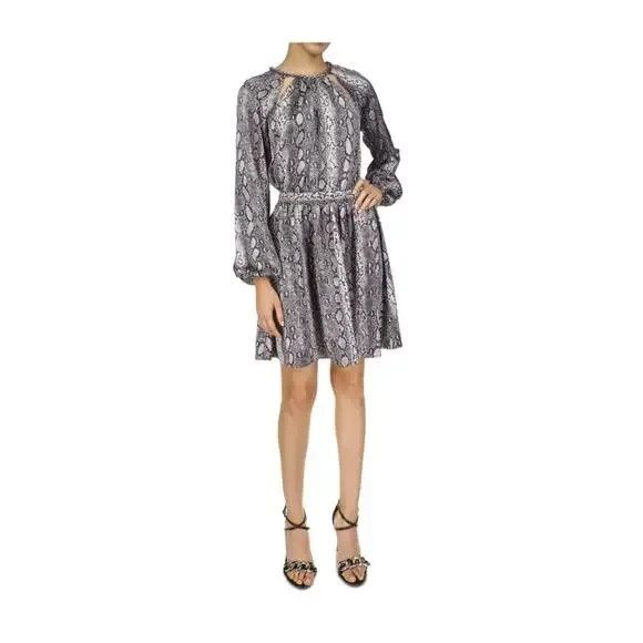 Michael Kors Women's Dress Snakeskin-Print Chain-Neck Dress Silver Black size XS - Picture 1 of 13